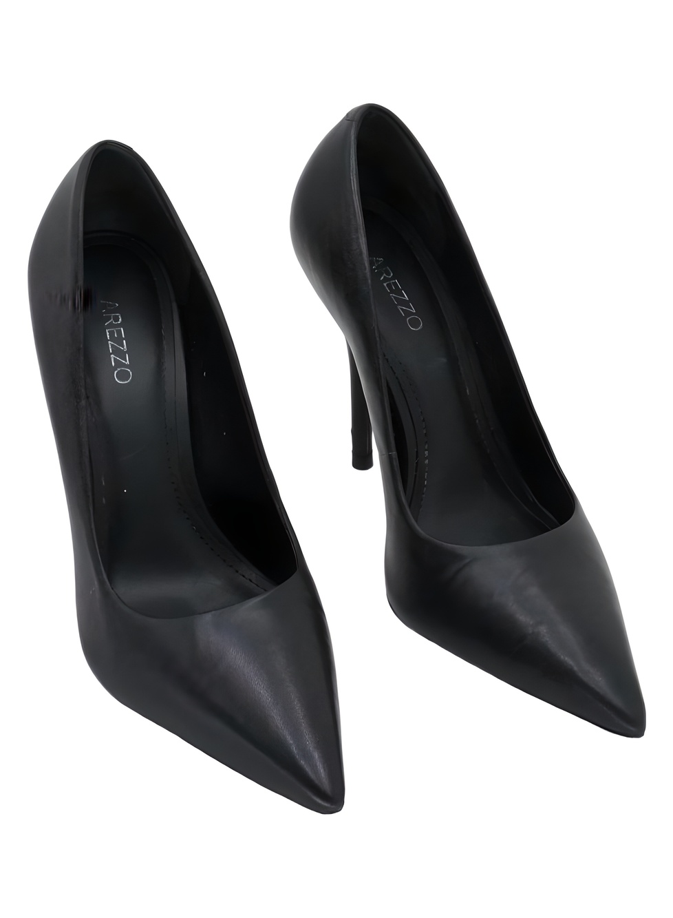 Arezzo Emily High 4" Stiletto Black Leather Pointed Toe Pumps Size 6M